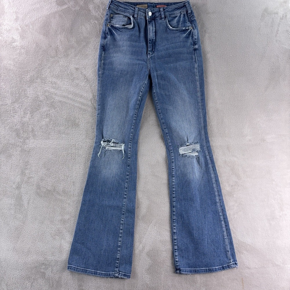 Pilcro The Icon Flare Jeans Womens Size 28x32 Blue‎ Distressed Bootcut Denim